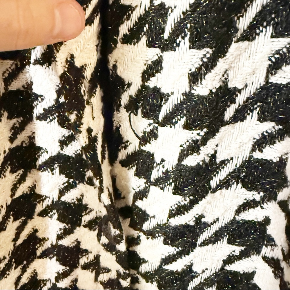 L’Agence Bridges Crop Metallic Woven Black White Houndstooth Blazer Jacket 8 - Picture 10 of 10